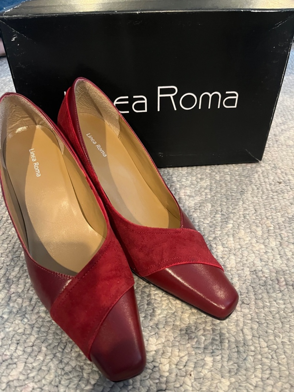 Red Suede & Leather Pointed Pumps